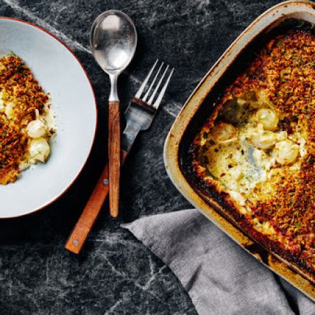 Creamed Pearl Onions and Fennel with Crispy Spiced Breadcrumbs